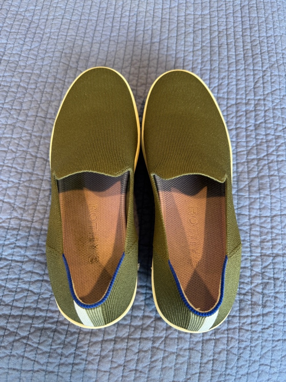 Slip-On Knit Sneakers in Olive Green